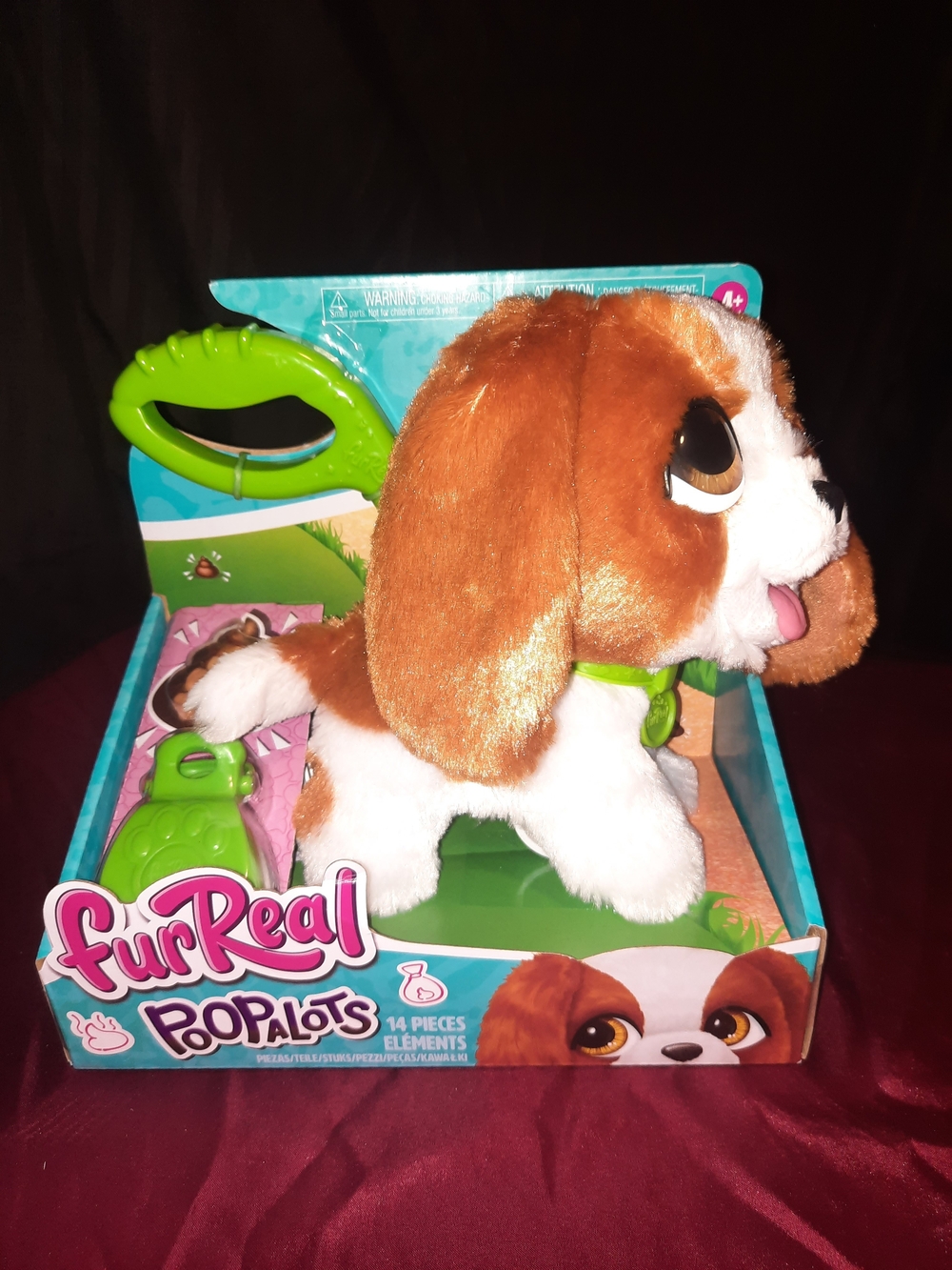 FurReal PoopALots 14 Piece Interactive Brown & White Plush Puppy